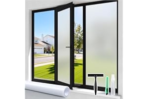 DOWELL Frosted Window Films for Privacy, Removable Privacy Film with Installation Tools, Static Cling No Glue Sun Blocking Wi