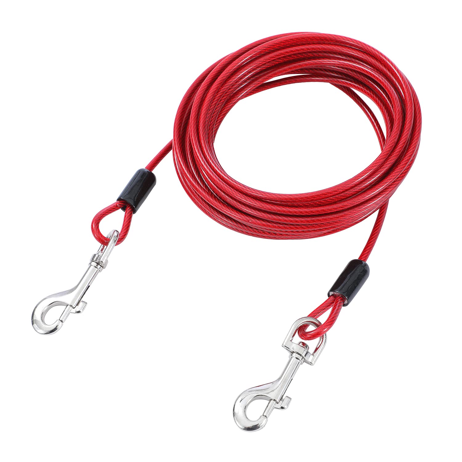 TOPWAY Dog Tie Out Cable 9m/30ft, Dog Leads with Swivel Hooks, Dog Tether Chain for Outdoor Yard and Camping Puppy Pets and Dogs, Suitable for all Breeds, Red