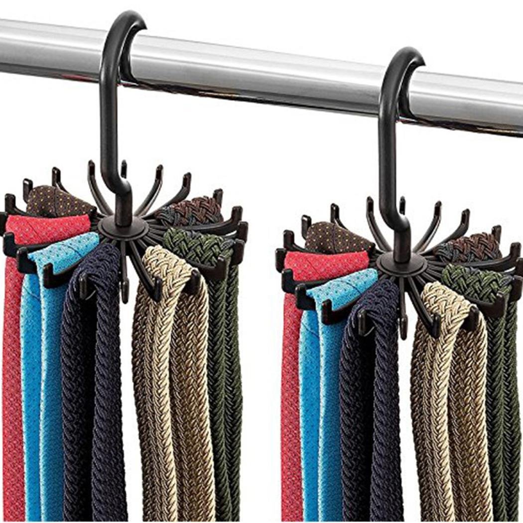 Legros 360° Twirl Tie Rack Belt Hanger Holder Hook for Closet Organizer Storage