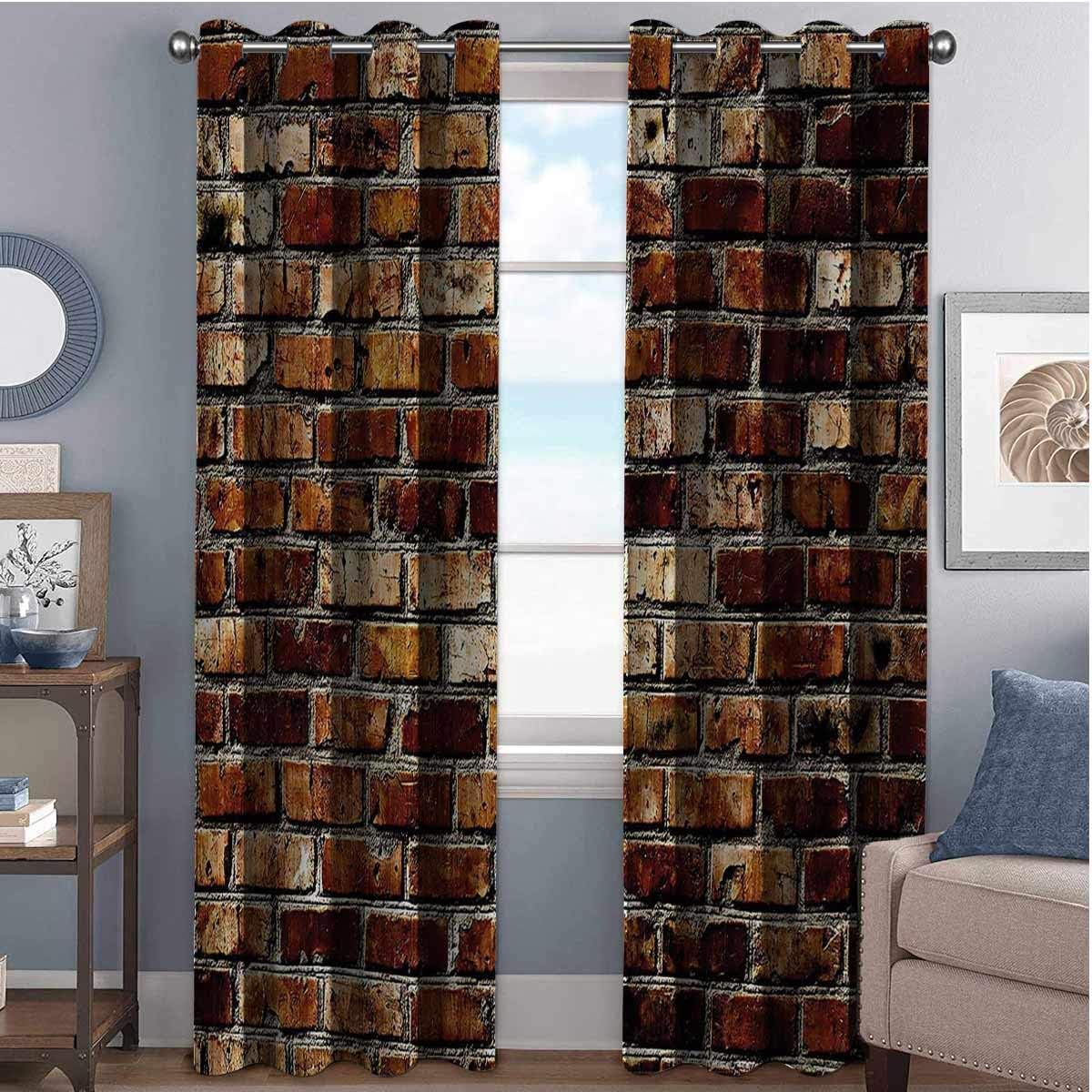 Annery Brown WearResistant Color Curtain Old Grunge Brick