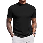 COOFANDY Men's Mock Turtleneck Short Sleeve Casual Stretch Sweater