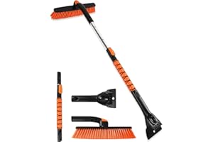 BFONS 41" Ice Scrapers for Car Windshieldand Extendable Snow Brush with Foam Grip and 360° Pivoting Brush Head for Christmas Car Auto Truck SUV