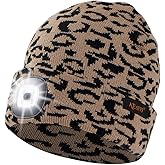 Keains Unisex Beanie with The Light ，Rechargeable LED Headlamp Cap， Warm Knit Hats for Winter Safety Gifts for Men Women Dad