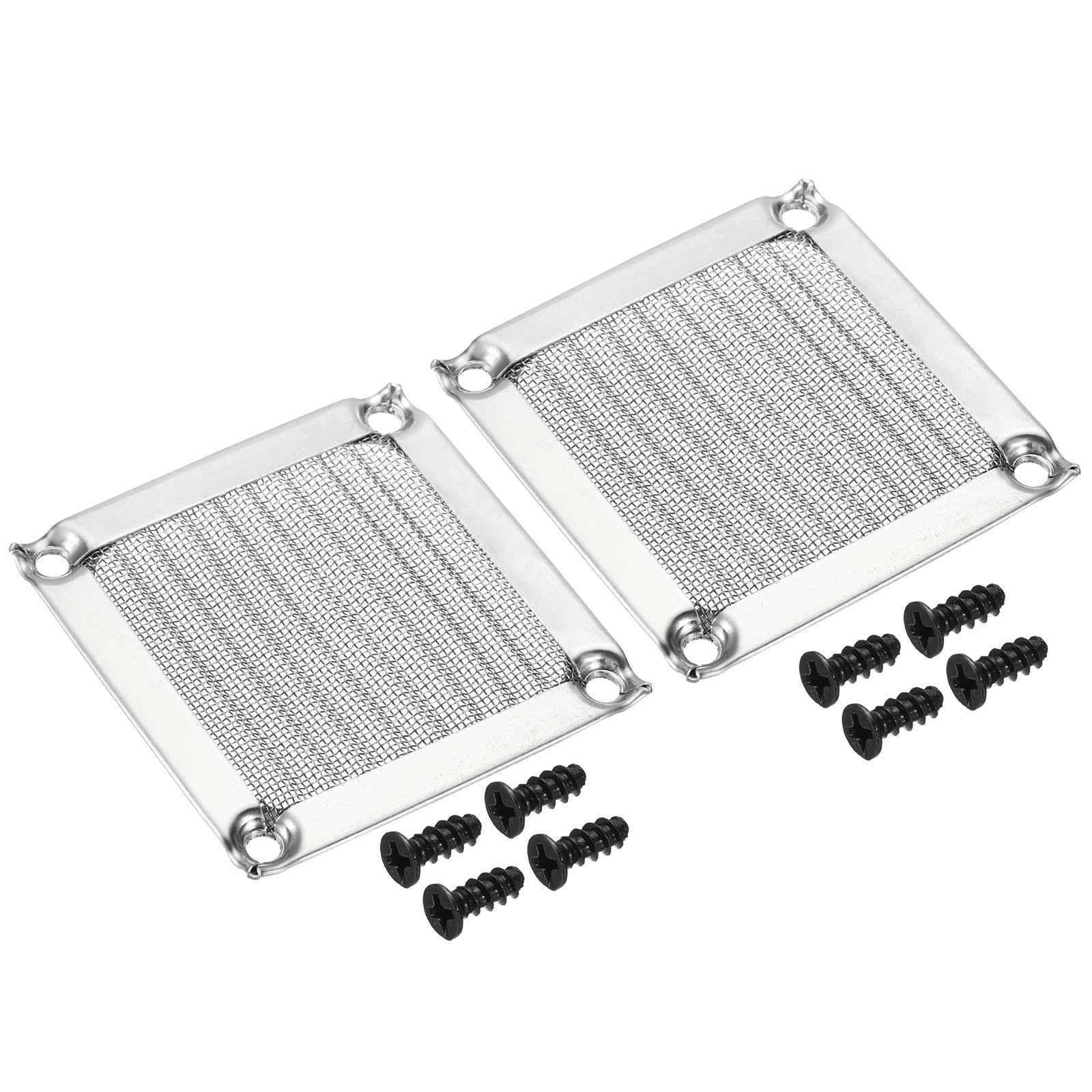 PATIKIL 60mm Fan Filter Grills with Screws, 2 Pack Aluminum Frame Stainless Steel Mesh Dustproof Cover for Computer Case, Silver