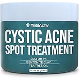 TreeActiv Cystic Acne Spot Treatment, Sulfur + Bentonite Clay Paste with Tea Tree, 20-Min or Overnight Use for Adult Hormonal Blemishes, Face & Body, 0.5 oz (120+ Uses)