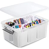 Citylife 17 QT Plastic Storage Bins Clear Storage Box with Lids Multipurpose Stackable Storage Containers for Organizing Tool, Craft, Crayon