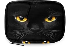YPPAHHHH Travel Pill Organizer Bag Black Cat Yellow Eyes Weekly Medicine Case with Detachable Pill Box 8 Compartments 7 Day I