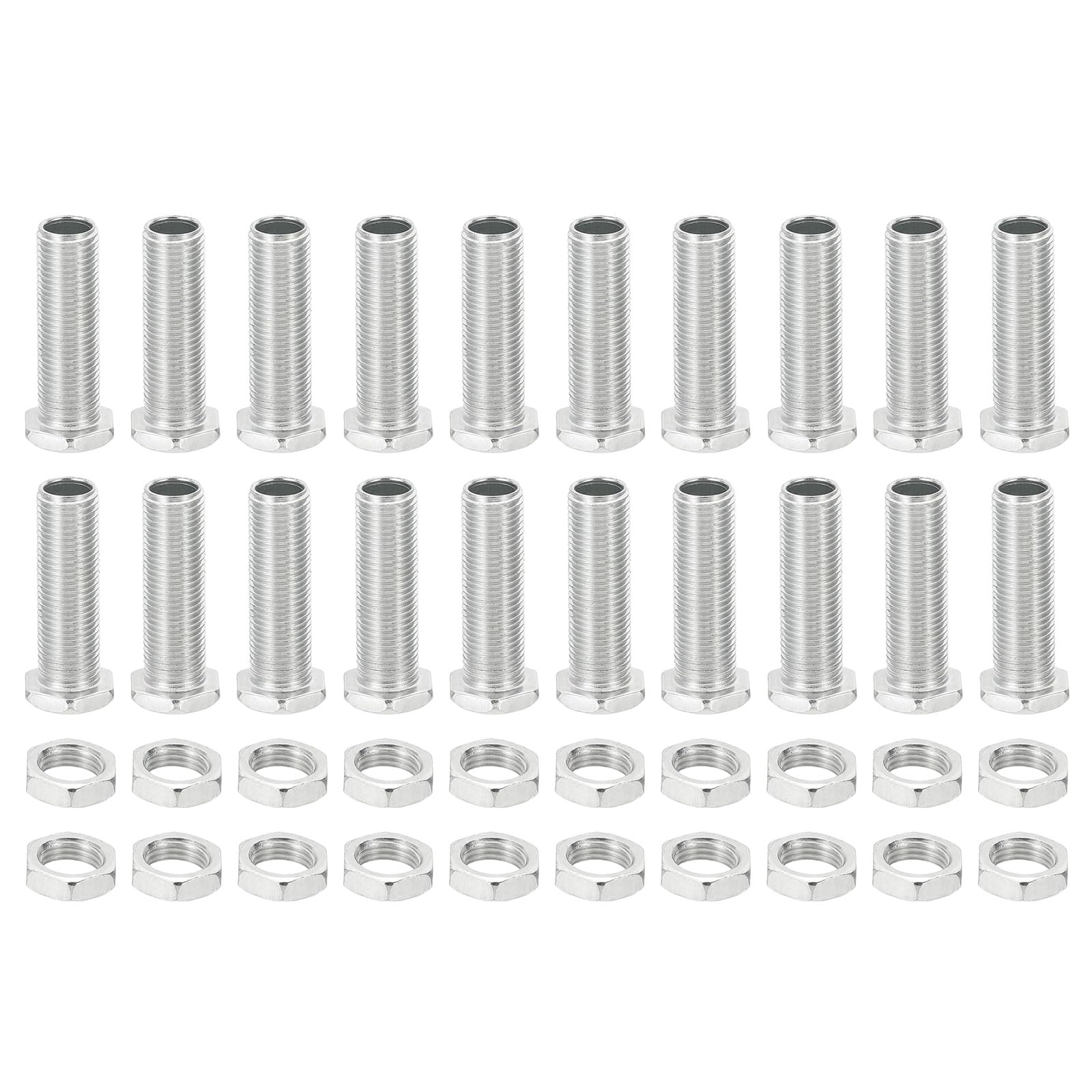 PATIKIL M10x35mm Hex Bolts and Nuts Kit, 20 Set Fine Thread Hollow Screws Assortment Hexagon Head Screw Through Hole Bolt Chandelier Fasteners