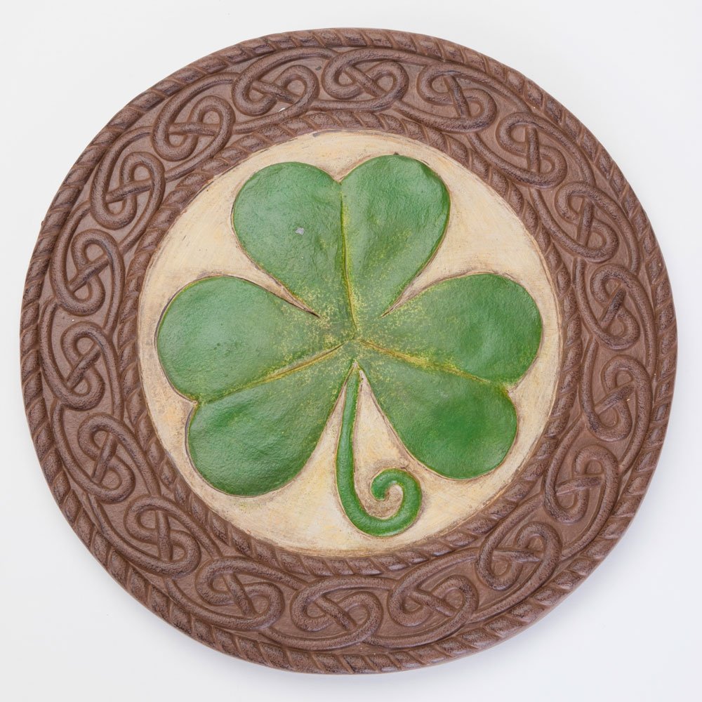 Bits and Pieces - Shamrock Garden Stone - Give The Gift of Luck - Hand Painted Outdoor Garden Décor with Intricate Celtic Knotted Border