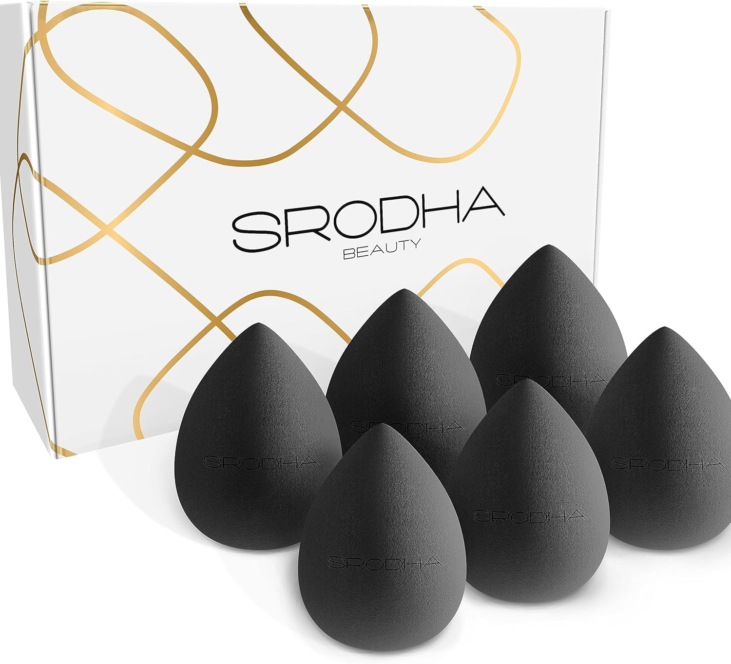 SRODHA Beauty Make Up Sponges Set | 6 Piece Pack | Liquid Makeup Blender Sponge Sets | For Blending Face Complexion Foundation Concealer Cream Products Powder (Teardrop Black)