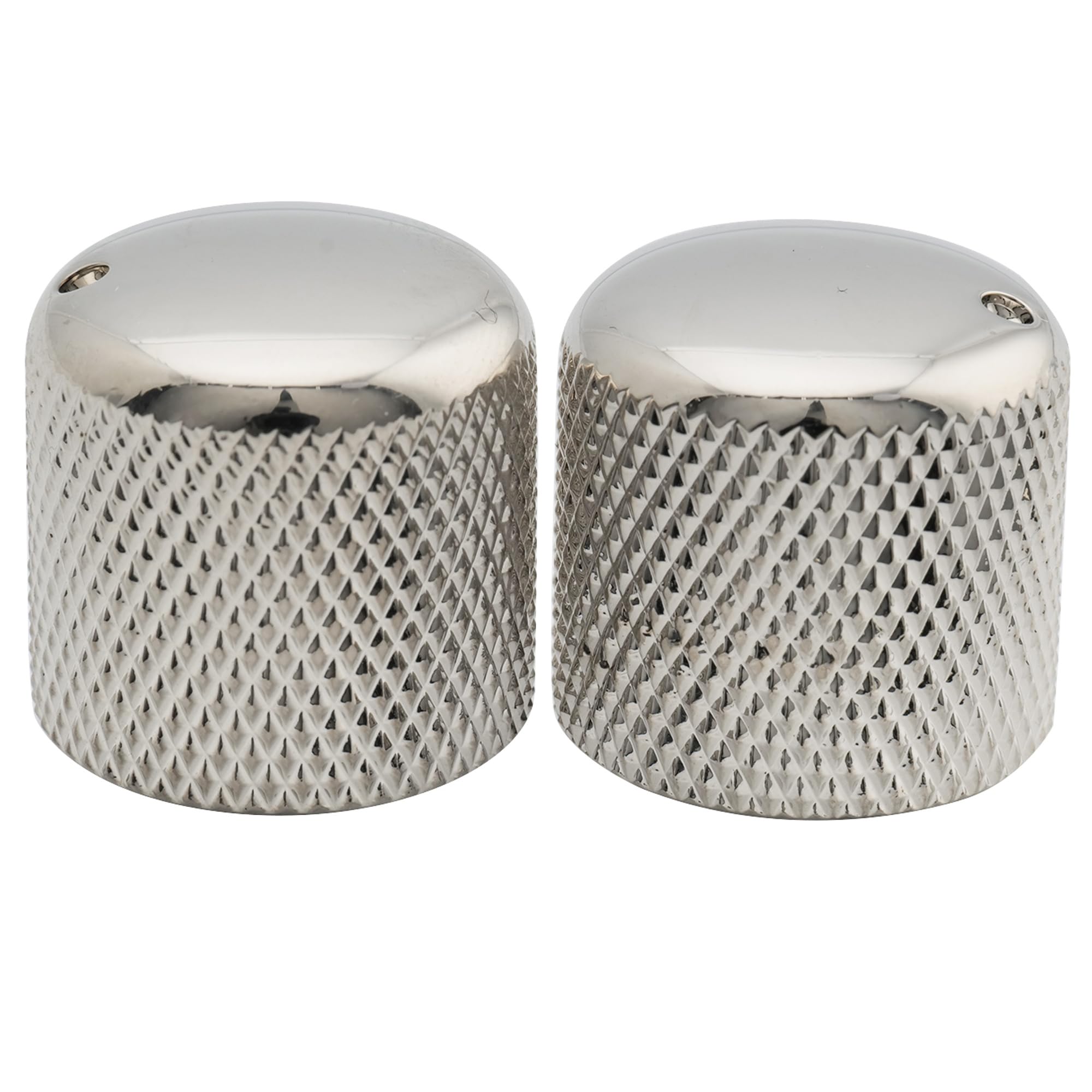 Musiclily Pro Inch Fine 24 Splines Steel Dome Knobs Push-on Control Knob 18mm with Indicator Dot for USA Electric Guitar or Bass, Nickel (Set of 2)
