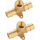 2Pcs EFIELD Pex A Expansion 3/4"x3/4"x1/2"Female Drop Ear Tee(PEX1960093-2) | Full Flow Expansion Brass Fitting, ASTM F1960