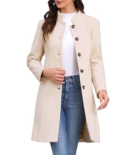 Amazon.com: Allegra K Stand Collar Coat for Women's Double