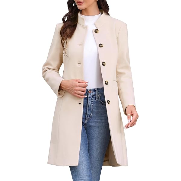 Amazon.com: chouyatou Women's Winter Stand Collar Wool Coat