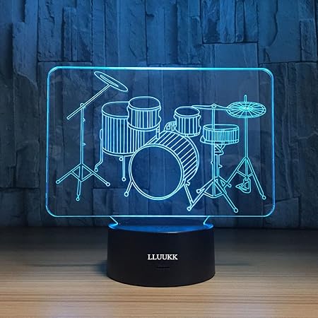 3D Night light Lamp Drum toys Desk Lamp for Drummers
