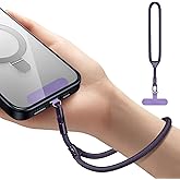 Dadanism Phone Wrist Strap, Universal Adjustable Hand Wrist Strap Lanyard for iPhone 17 and Most Smartphones, Multifunctional Patch Lanyard with Phone Tether Tab for Women and Men, Dark Purple