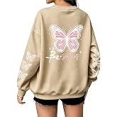 AMWIPE Butterfly Sweatshirts for Women Oversized Graphic Sweatshirt | Butterfly Shirt Be Yourself Graphic Tops Inspirational Motivational Positive Oversized Pullover