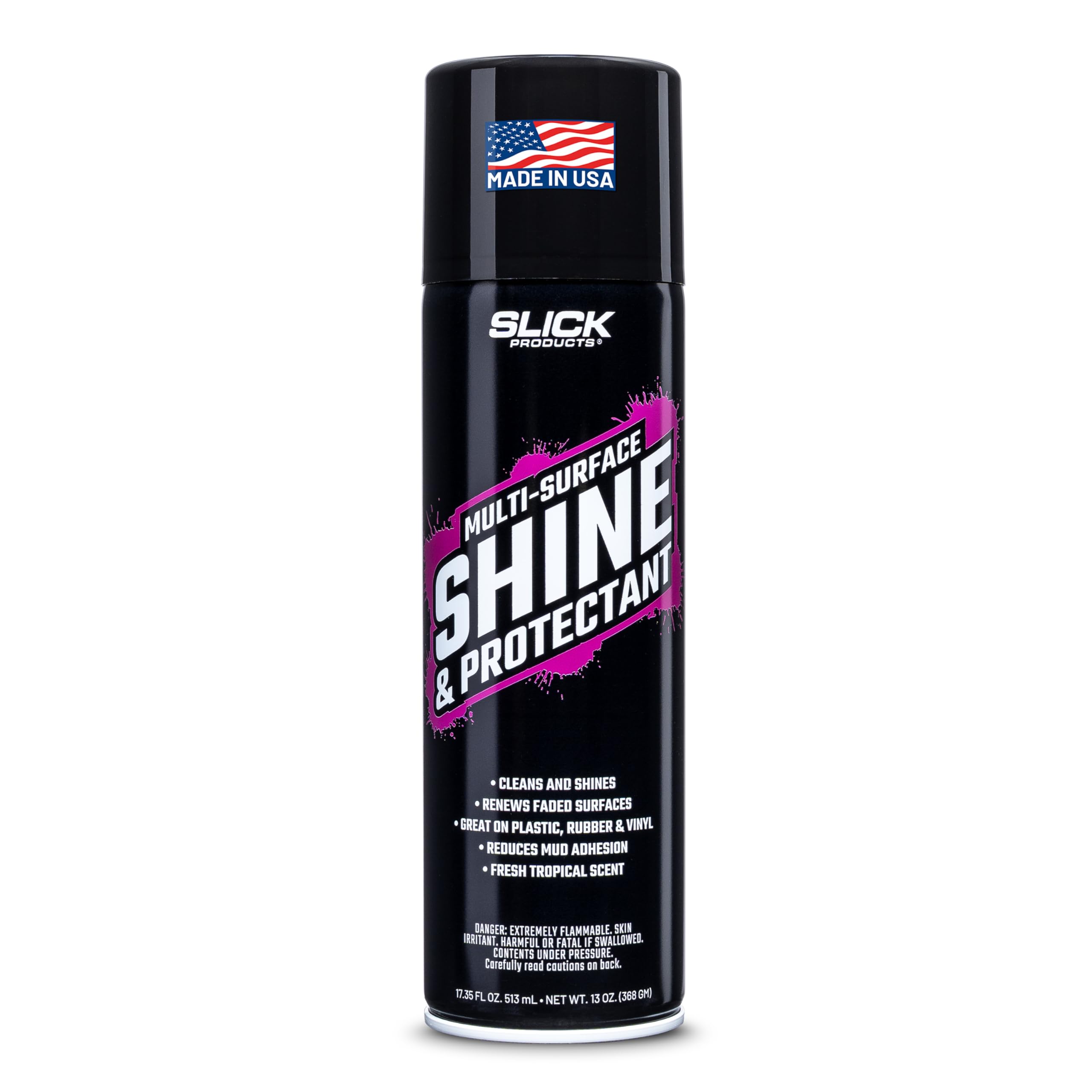Slick Products Shine & Protectant Spray 17.35 FL OZ. - High Gloss Clear Coating Renew Vinyl, Plastic, Rubber, Trim, Tire, Engine, Car, Truck, Motorcycle, Dirt Bike