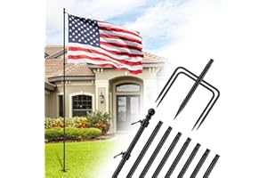 ZMTECH 10 FT Flag Pole in Ground, Heavy Duty Flag Pole Holder for Outside House with 5 Pronges Base, Extra Thick Flag Pole Kit for Yard Outdoor Garden Decor Residential Commerical(1 Pack,without Flag)