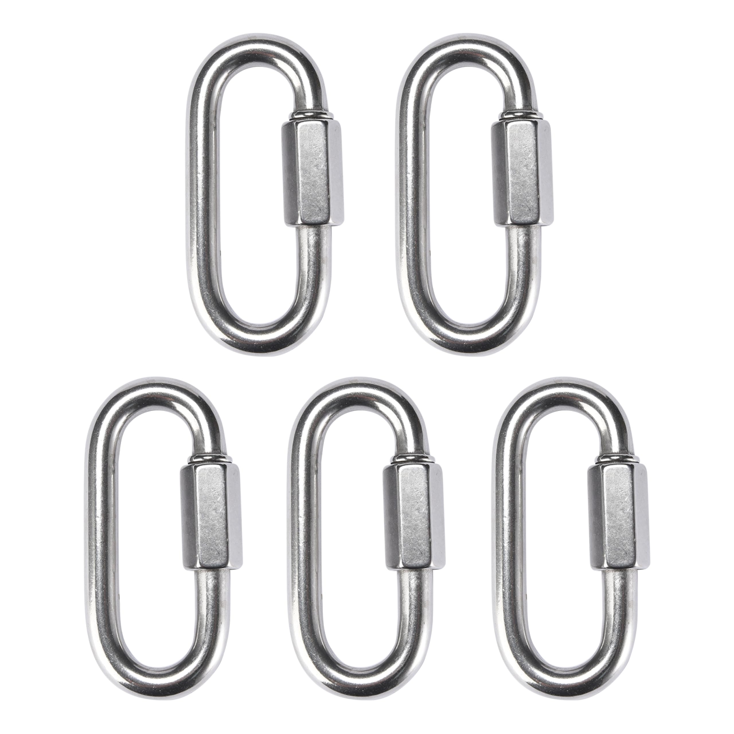 Photo 1 of Bolt Dropper 1/2" Removable Chain Links Connector - Heavy Duty Large Carabiner 316 Stainless Steel Marine Grade - Corrosion Resistant Chain Connector, Chain Hooks Locking Clip Carabiner - Set of 5