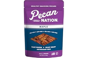 Pecan Nation Maple Roasted Georgia Pecan Halves 8 oz., Natural, No preservatives, Antioxidant-Rich, Non-GMO, Healthy Snacking Pecans for Adults and Kids