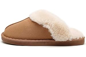 NewYouDirect Slippers for Women Men Cozy Memory Foam Plush Fleece House Shoes Furry Wool-Like w/Indoor Outdoor