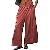 TAQCUX Womens Wide Leg Pants Casual Elastic High Waist Baggy Sweatpants Loose Cotton Lounge Palazzo Trousers