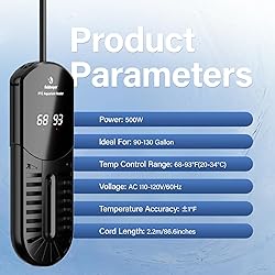 fishkeeper Aquarium Heater, 500W Submersible Fish