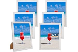 JDZIVTOP 6 Pack 8x10 Picture Frames White, Rustic Natural 10x8in Photo/Portrait/Poster/Art Frames Set of 6, Wall Hanging/Tabletop, Horizontal/Vertical Display Gallery Family Wedding Memorial Pic Frame Gift