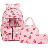 Xunteny School Backpack for Girls 3Pcs Set Elementary Middle School Book Bags with Lunch Box Pencil Case