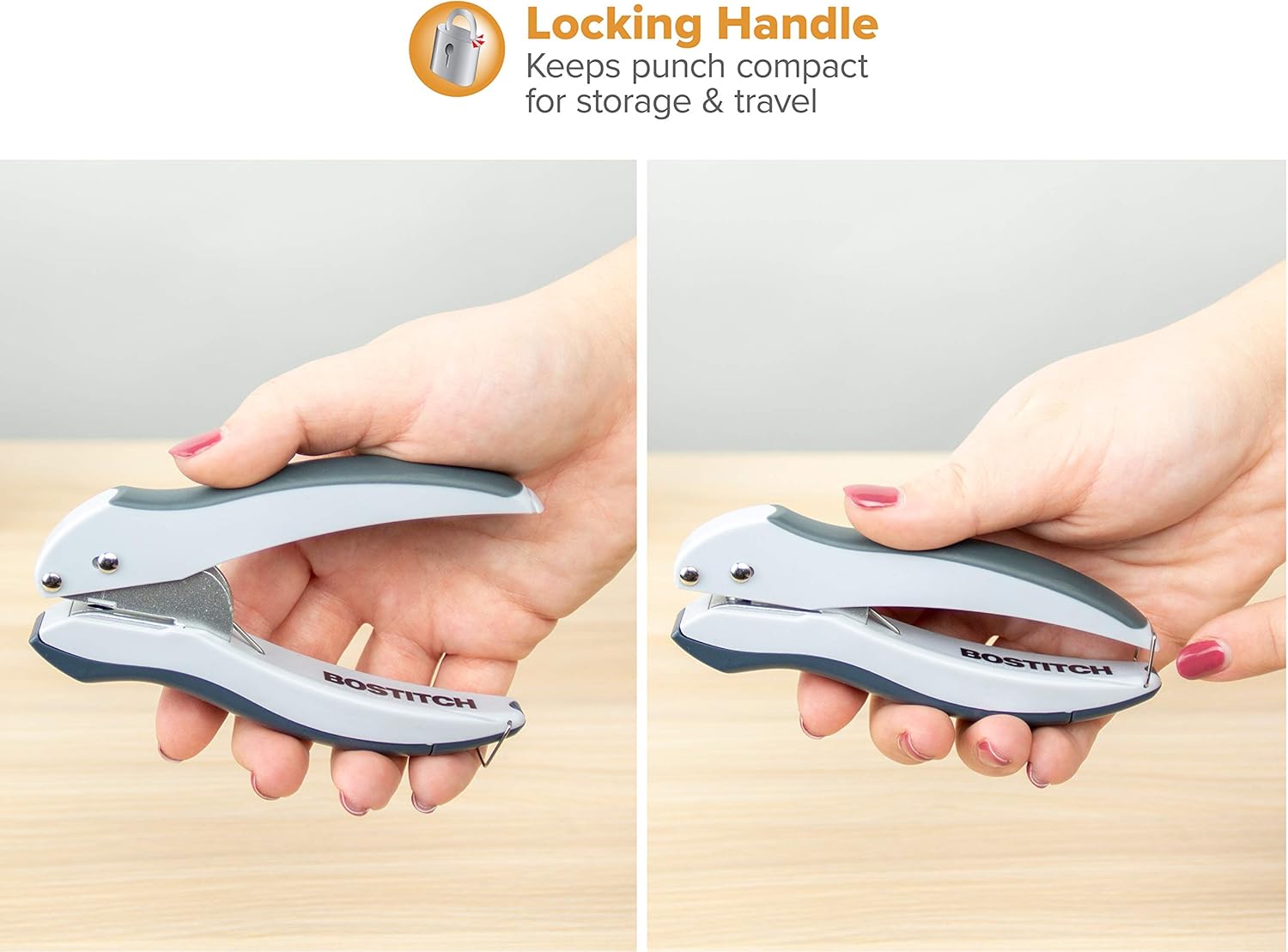 Bostitch Office EZ Squeeze One-Hole Punch, 10 Sheets, Gray/Blue (2402): Office Products