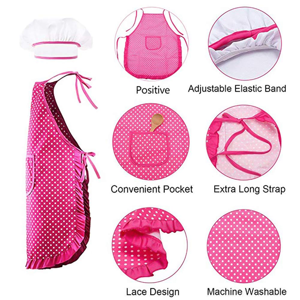 Children Chef Set, 11PCS Cooking and Baking Custom for Kitchen Role Playing, Chef Apron, Hat, Mitt, Utensils for Little Girls and Boys