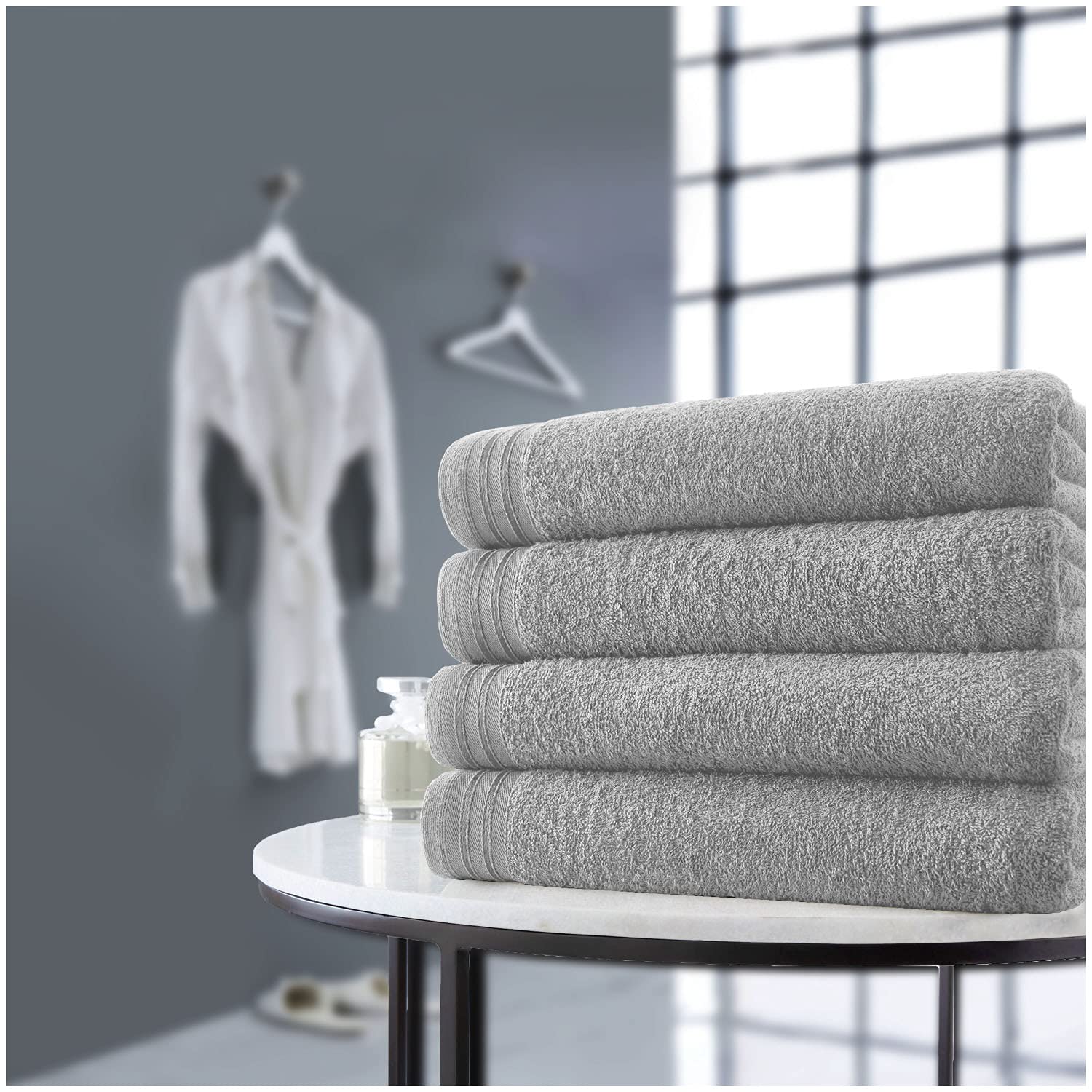 Gaveno Cavailia Luxurious WILSFORD 100% Eyptian Cotton 500 GSM Super Soft Extra Absorbent 4Pk Bath Sheets Set [ 75x135 cm-Silver