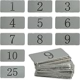 StayMax Rectangle Metal Numbered Tags Stainless Steel Number Tag Key Tags with No Holes (1-25)