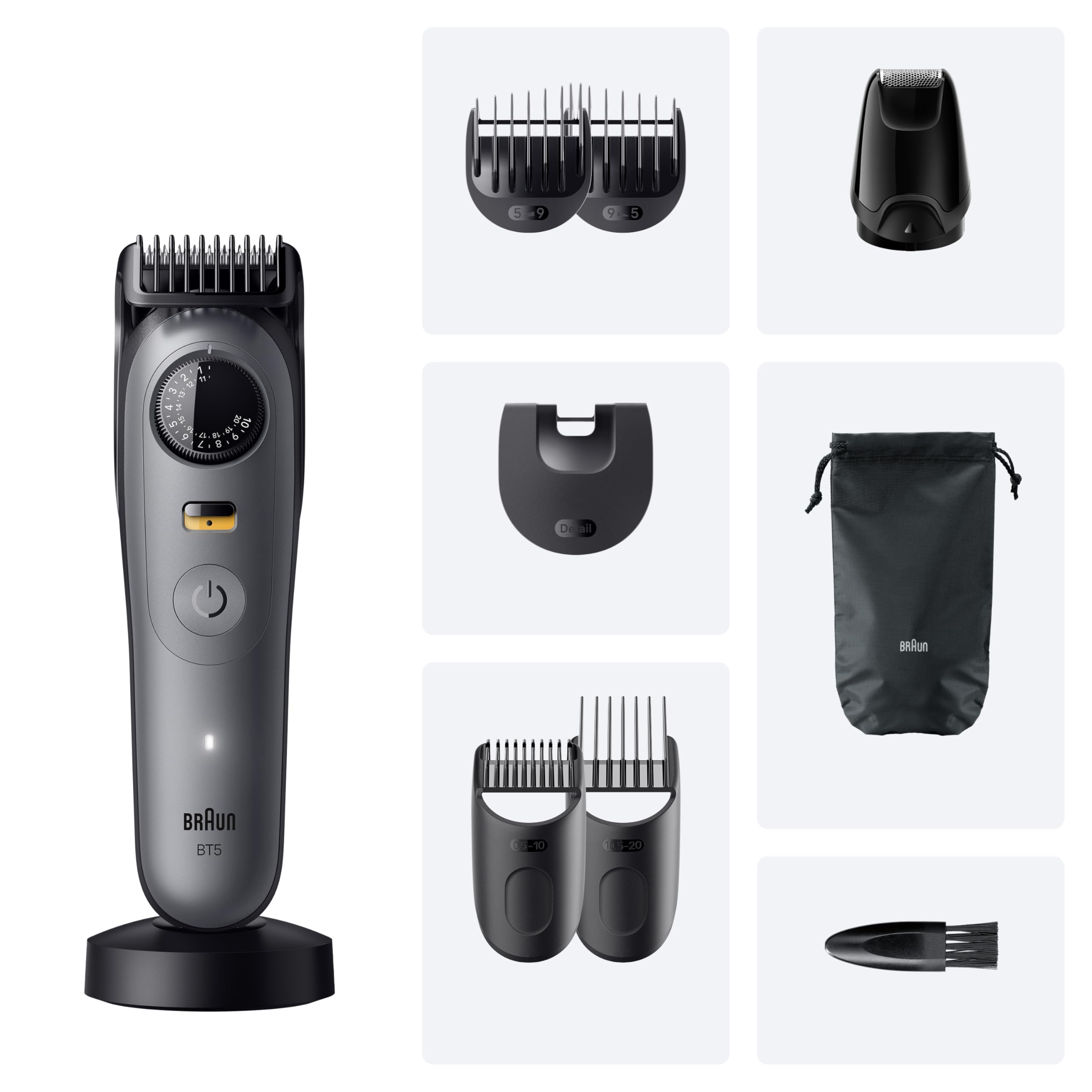 Braun Barttrimmer Series 5, Kabelloser Bartschneider Herren, BT5565, Grau 7
