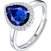 Suplight 925 Sterling Silver Round Shape/Heart/Square/Pear Shape Birthstone Ring, Sparkling Solitaire Engagement Wedding Rings for Women (with Gift Box)