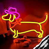 Dachshund Neon Sign Dog Neon Signs for Wall Decor Cute Puppy with Cowboy Hat Led Light Sign for Pet Shop Bedroom Wall Home Party Decor, Party Accessory, Gift for Dog Lover…
