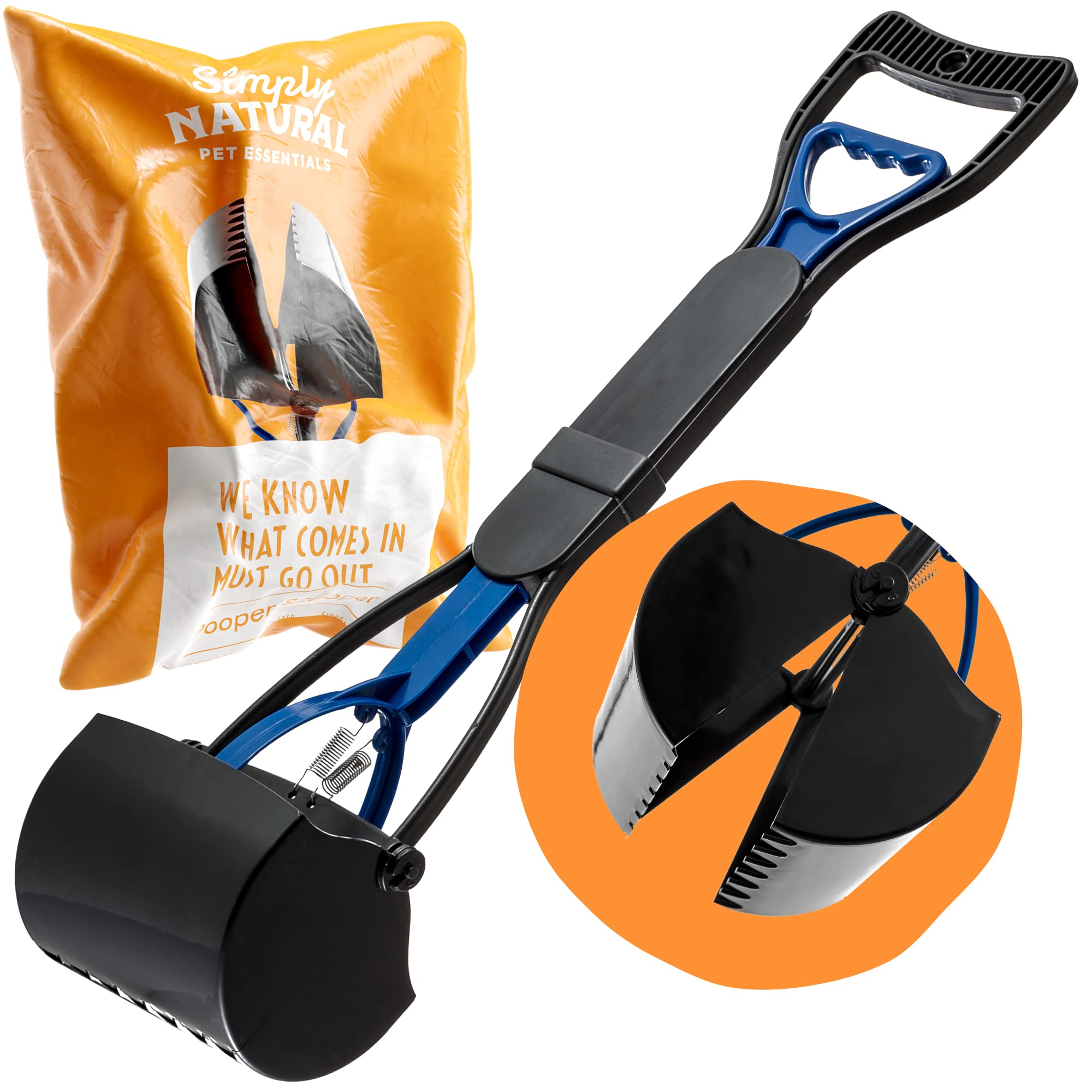 Dog Pooper Scooper with Long Handle, 23.6"/60cm Easy Squeeze Trigger Jumbo Jaws Dog Poop Scoop, Poop Scoop Dog Accessories, Pet Pooper Scooper, Poo Scooper
