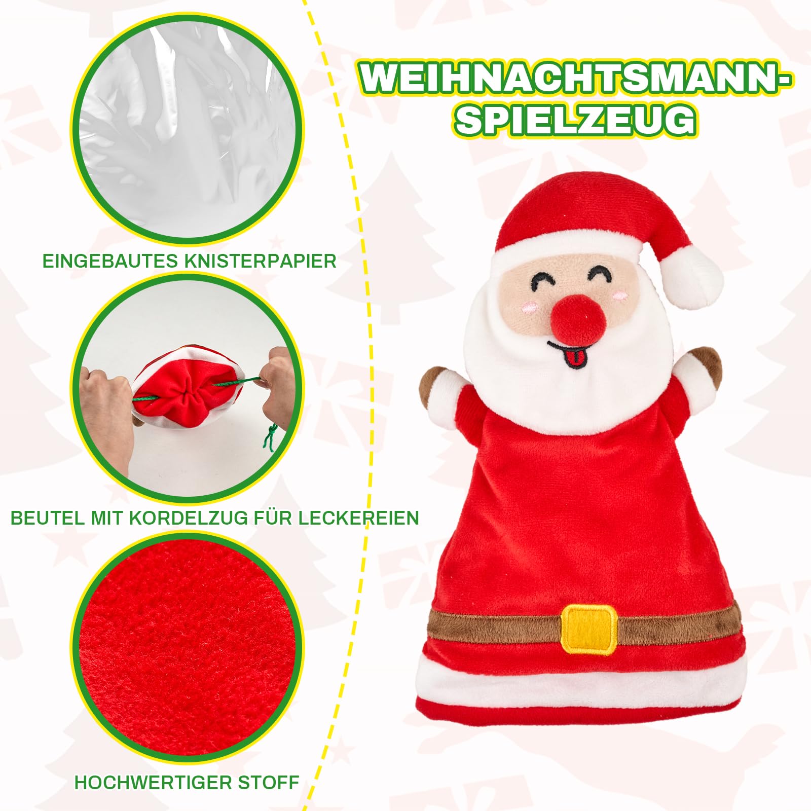 Arblina Hundespielzeug Weihnachten, Weihnachtgeschenke-Set (6er-Pack) für Kleine&Große Hunde, Interaktive Hundespiele mit Quietschspielzeug, Seilspielzeug, Gummiball und Plüschtier-Spielzeug