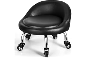 FLOLXNB Low Height Rolling Stool with Back, Low Height Rolling Chair, Low Stool with Wheels for Garage Shop Home Office,M