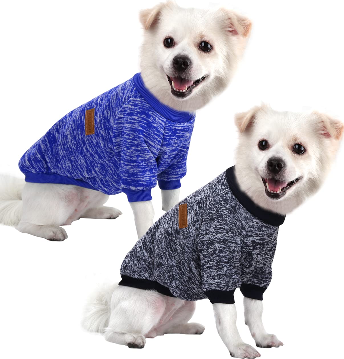 HuaLiSiJi Dog Jumper Small Dog Hoodie Sweatshirt Chihuahua Jumper Christmas Sweater, Fleece Inside, Soft Cozy, Colour Vibrant Easy to Take On and Off (Dark Blue+Navy Blue, XS) — image 1
