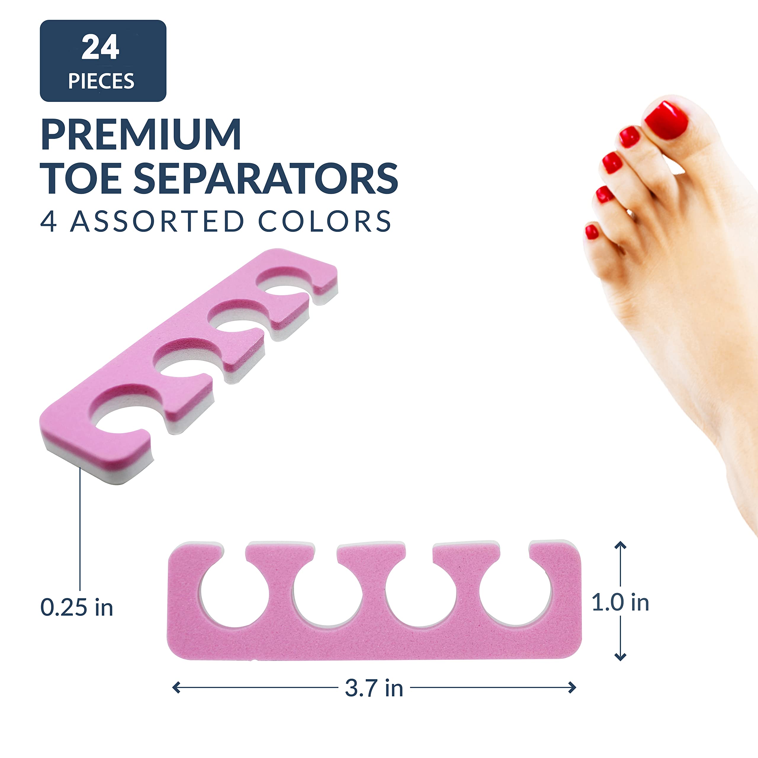 Toe Separators Set - 24 Pieces Premium Pedicure Tool Kit Super Soft & Durable Two Tone ZMOI - Image 2