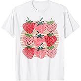Retro Red Berry Fruit Cottagecore Strawberry T-Shirt Small