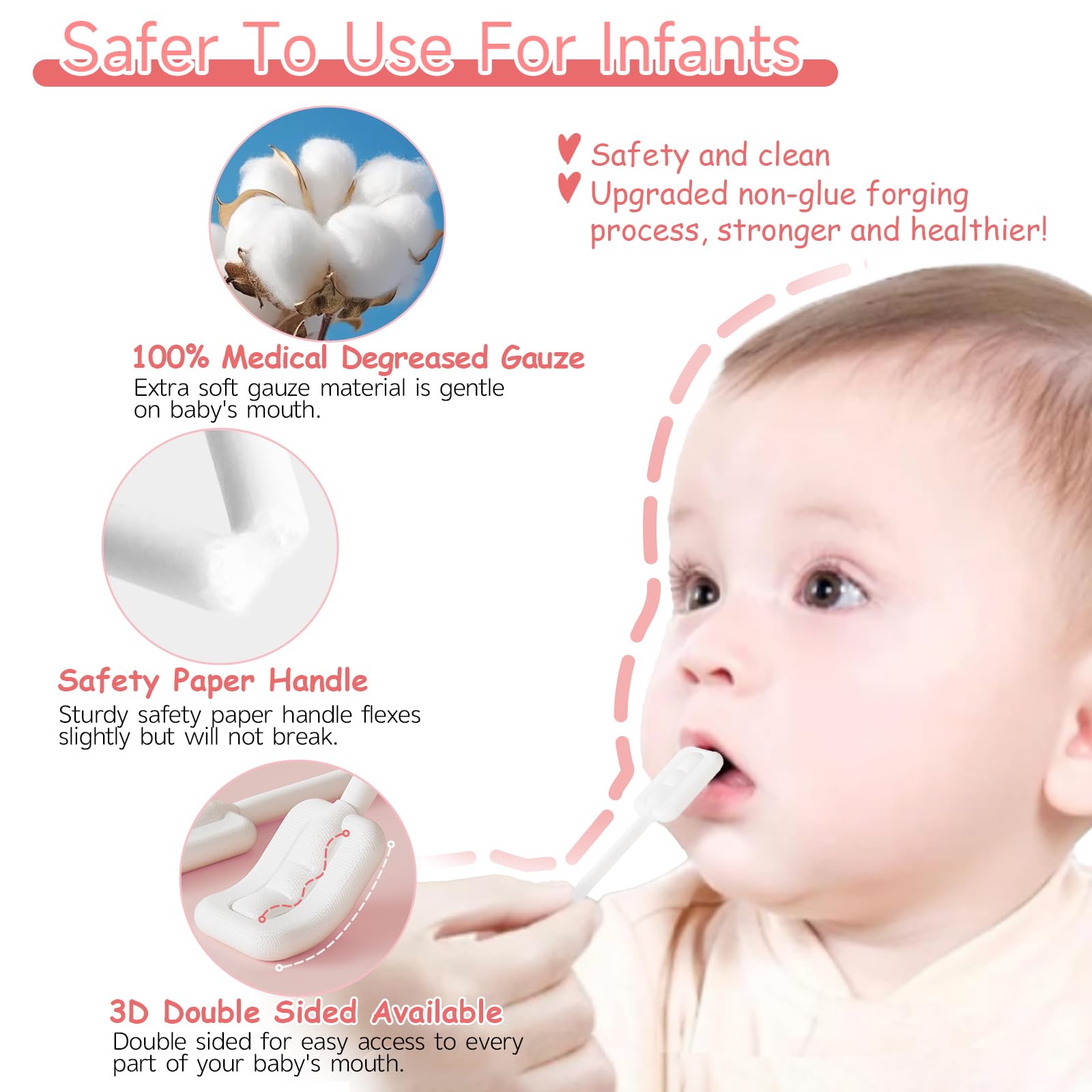 60PCS Baby Tongue Cleaner & 1PCS Finger Toothbrush Infant Mouth Cleaner Newborn Gum Cleaner Disposable Infant Oral Clean Stick Dental Care for Baby Toddler