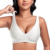 DOCUMO Deep V Bras for Women No Underwire Comfort Wireless Bralettes Adjustable Sleep Seamless Plunge Bra with Bra Extender