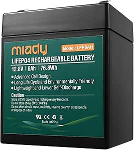 2000 Cycles 12v 6ah Miady Lithium Iron Phosphate Battery Rechargeable Lifepo4 Battery Low Self Discharge And Light Weight For Kid Scooters Fios Replacement Battery Automotive Amazon Com