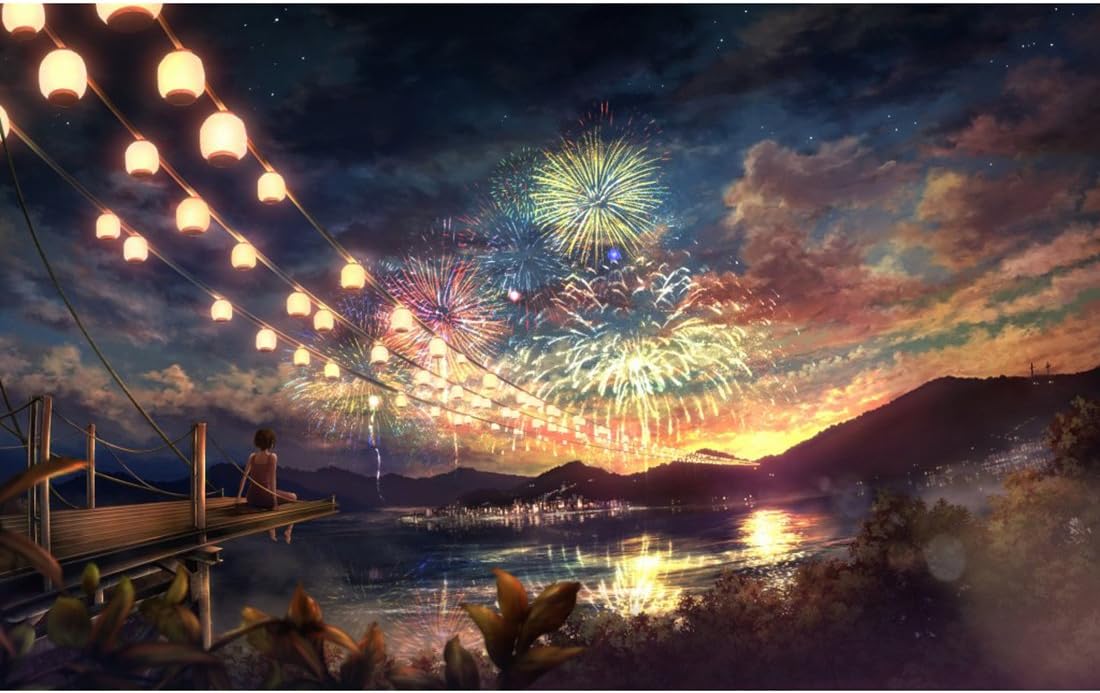 HMANE 1000 Piece Jigsaw Puzzle Beautiful Pattern Toys for Children Adults - Fireworks Pattern