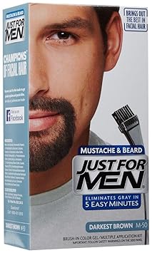 Just For Men MUSTACHE &BEARD Hair Color DARKEST BROWN (M-50) with Ayur Lotion Free