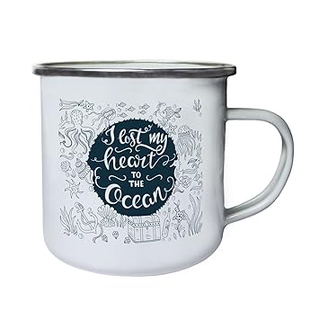 Ich Verlor Mein Herz Zum Ozean Kapitän Schiff Boot Retro Zinn Emaille 10oz280ml Becher Tasse Q20e