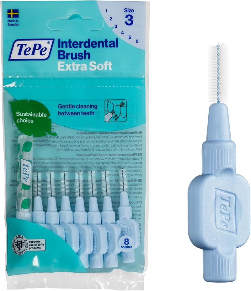 TePe Interdental Brush Extra Soft Blue 0.6mm ISO 3 8pcs Plaque Removal